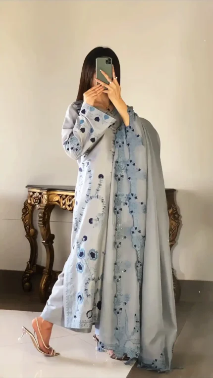 Timeless Grey Blue Elegance Stitched