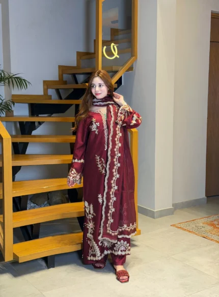Mehroon Elegant & Classy Stitched